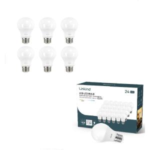 imageLinkind 40W Equivalent LED Light Bulbs Dimmable 2700K Soft White 6 Packs 60W Equivalent A19 LED Light Bulbs Soft White Non Dimmable Bulbs 24 Packs