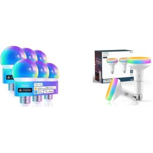 imageLinkind A19 Matter Smart Light Bulb 6 Pack amp Matter BR30 Smart Light Bulbs with Retractable Design 2 Pack