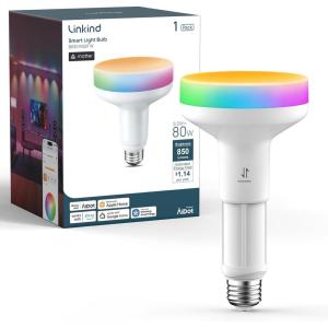 imageLinkind BR30 Matter Smart Light Bulbs with Retractable Design Works with Alexa 850LM RGBTW LED Color Changing Bulbs E26 Recessed Smart Flood Light Bulb 24GHz WiFi Only 1 Pack