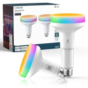 imageLinkind Matter BR30 Smart Light Bulbs with Retractable Design amp 4Zone Aurascape Color 850LM Recessed Smart Flood Light Bulb Works with AlexaApple HomeGoogle Home Music Sync Light Show 2 Pack2 Pack