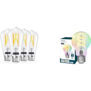 imageLinkind Matter ST19 Smart Edison Bulbs 4 Pack Matter A19 Edison Filament Vintage Light Bulbs 1 Pack