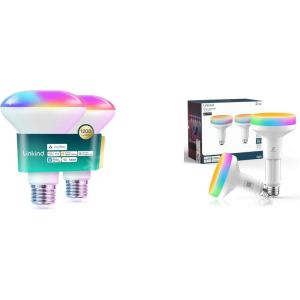 imageLinkind Matter Smart Light Bulb BR30 1200LM 2 Pack amp Matter BR30 Smart Light Bulbs with Retractable Design 2 Pack