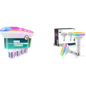 imageLinkind Matter Smart Light Bulb BR30 1200LM 4 Pack amp Matter BR30 Smart Light Bulbs with Retractable Design 2 Pack