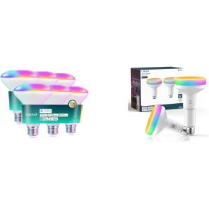 imageLinkind Matter Smart Light Bulb BR30 1200LM 6 Pack amp Matter BR30 Smart Light Bulbs with Retractable Design 2 Pack