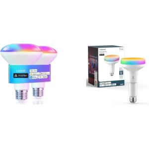 imageLinkind Matter Smart Light Bulb BR30 2 Pack amp Matter BR30 Smart Light Bulbs with Retractable Design 1 Pack
