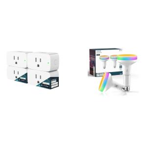 imageLinkind Matter Smart Plug 4 Pack Matter BR30 Smart Light Bulbs with Retractable Design 2 Pack