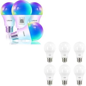 imageLinkind Smart Light Bulbs Matter LED Color Changing Light Bulbs A19 E26 RGB Smart Light Bulbs A19 LED Light Bulbs Dimmable 60W Equivalent 2700K Soft White