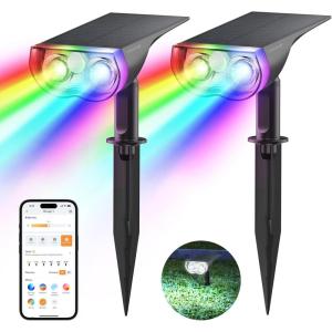 imageLinkind Smart Solar Lights Outdoor SL5 CoolWarm WhiteColor Changing Solar Spotlight APP Control Landscape Light IP65 Spot Lights Outdoor for Yard2 Pack