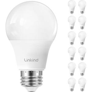 imageLinkind A19 LED Light Bulbs Dimmable 60W Equivalent Light Bulbs 9W 5000K Daylight 800 Lumens LED Bulbs E26 Standard Base Lighting for Bedroom Living Room Home Office 20 PacksSoft White