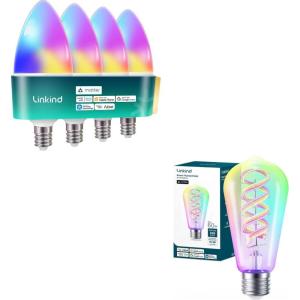 imageLinkind Matter B11 Smart Bulbs with E12 BaseMatter ST19 Smart Bulbs with E26 Base