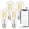 imageLinkind Matter Smart Bulbs ST19ST58 E26 Led Bulb Works with Alexa Smart Light Bulbs WiFi Bulbs RGBTW Color Changing Light Bulb 24Ghz WiFi Bulb 850 LM 1 Pack4 Pack1 Remote