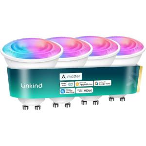imageLinkind Matter GU10 Smart Light Bulbs 40W 470LM Color Changing Light Bulbs Compatible with AlexaGoogle HomeApple Home WarmampDaylight White1800K6500K Music Sync amp Dynamic Light Shows 4Pack4 Pack