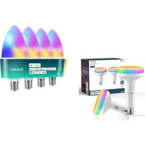 imageLinkind Matter Smart Bulbs E12 4 Pack amp Matter BR30 Smart Light Bulbs with Retractable Design 2 Pack