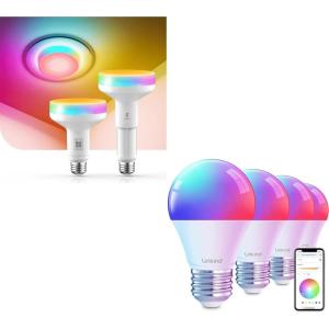 imageLinkind Smart Light Bulbs A19 4 Pack amp Matter BR30 Smart Light Bulbs with Retractable Design 2 Pack