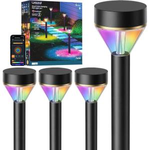 imageLinkind Smart Landscape Path Lights SP6LV 510LM MultiZone LowVoltage Pathway Lights ACDC 1224V App amp Voice Controlled ColorChanging Landscape Lighting for Garden Walkway Driveway 4 Pack