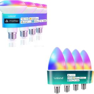 imageLinkind Matter BR30 Smart Bulbs Recessed LED Color Changing Light Bulbs B11 Candelabra Bulbs