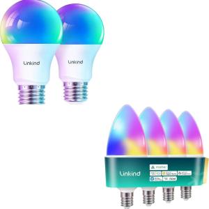 imageLinkind Matter Smart Light Bulb Smart Bulbs Work with Apple HomeSiriAlexaGoogle HomeSmartThings LED Color Changing Light Music Sync