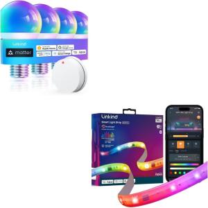imageLinkind Matter Smart Light Bulb WiFi Smart Bulbs with Remote and 10ft Smart LED Strip Lights Compatible with Alexa amp Google Home