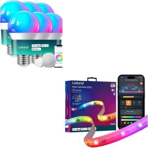imageLinkind Smart Light Bulbs with Remote Control and 10ft Smart LED Strip Lights Compatible with Alexa amp Google Home
