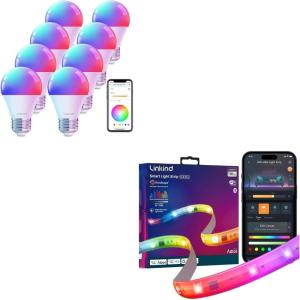 imageLinkind WiFi Smart Light Bulbs and 10ft Smart LED Strip Lights Compatible with Alexa amp Google Home