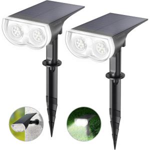 imageLinkind Solar Lights Outdoor Waterproof IP65 StarRay DusktoDawn Outdoor Solar Lights 3 Lighting Modes Solar Spot Lights Outdoor for Garden Yard Landscape Daylight 4 PackCool White